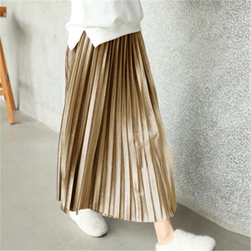 Осенне-зимняя Вельветовая юбка для девочек длинные плиссированные юбки с высокой талией юбка для девочек-подростков От 3 до 15 лет AA3339 - Цвет: xiangbin