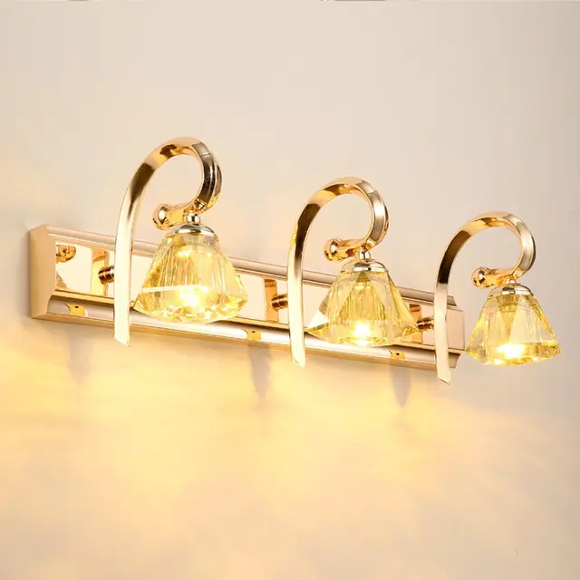 LED Luxury Modern Gold Crystal Bathroom Wall Light Bathroom fashion