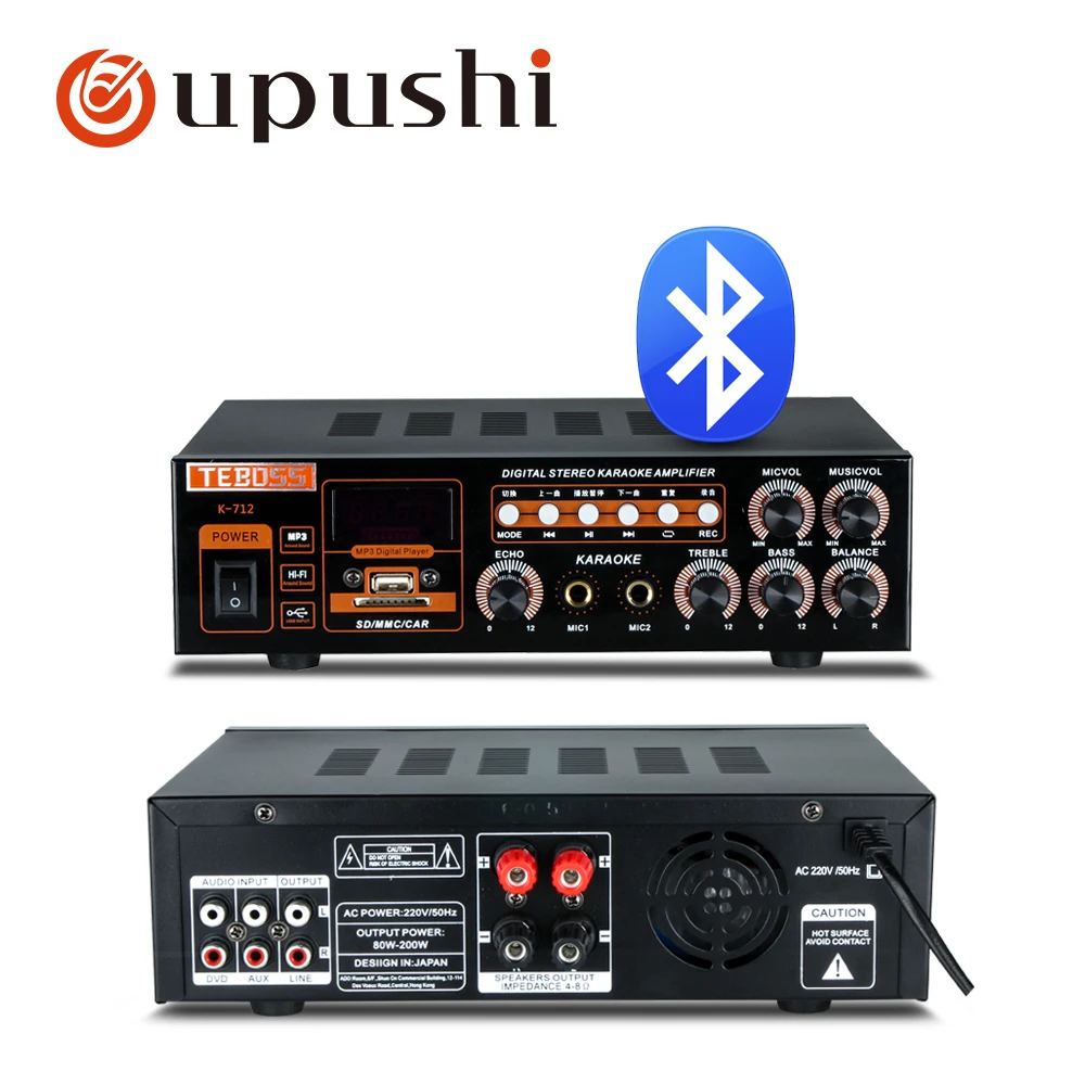 Bluetooth digital av amplifier 2 channel karaoke stereo amplifier home best amplifier with USB SD card