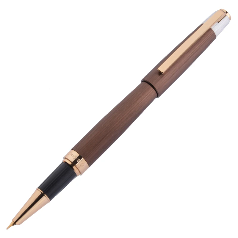 New HERO 285A Metal Matte Coffee Fountain Pen Golden Clip Fashion Writing Gift Pen, Smooth Iridium EF Nib 0.38mm Ink Office Pen