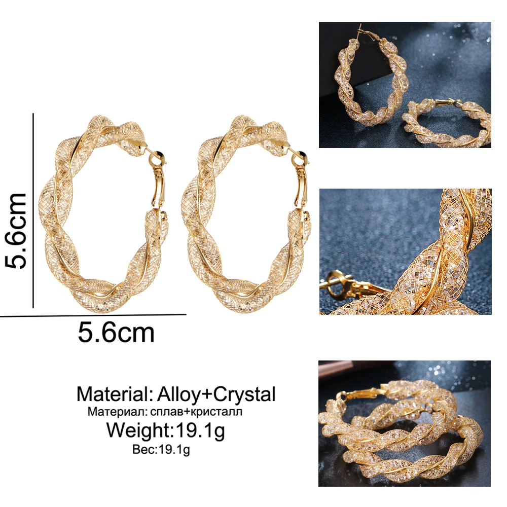17 миля, большие круглые серьги-кольца для женщин, геометрические круглые серьги с кубическим цирконием золотого цвета, Женские Ювелирные изделия, подарки