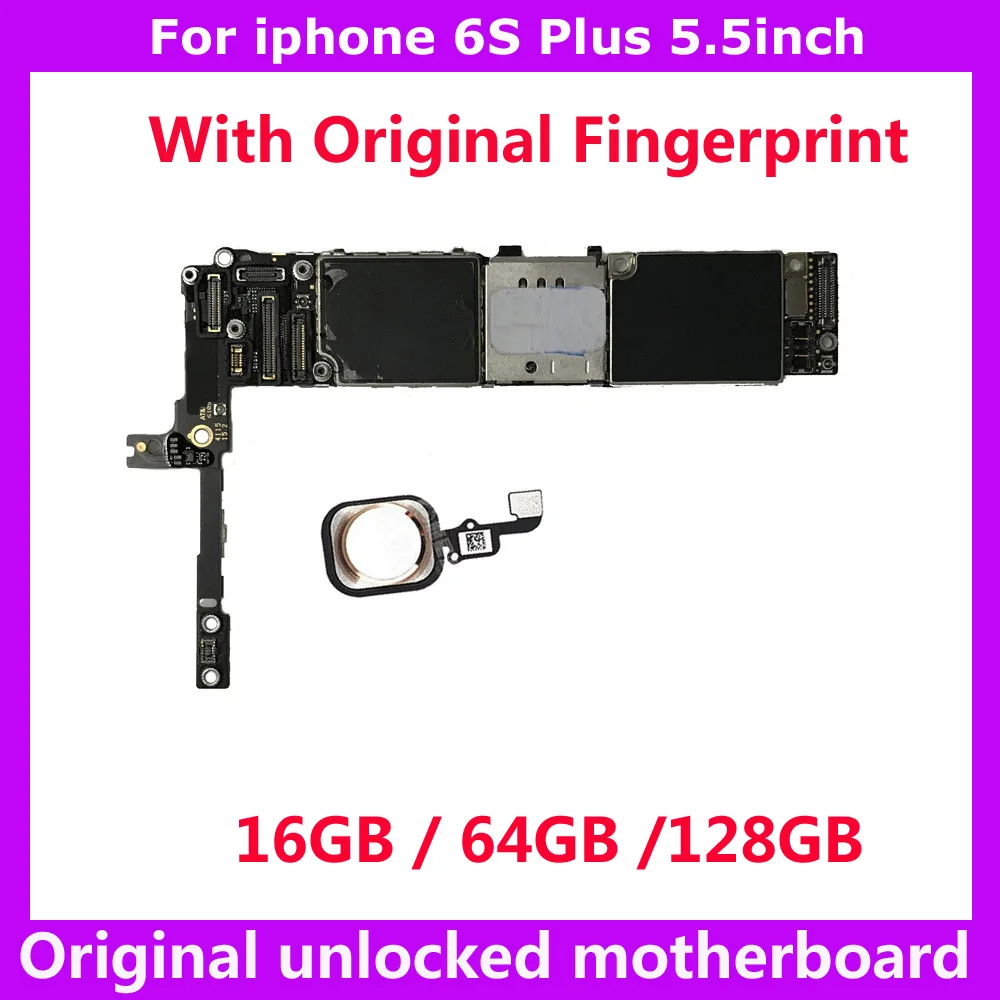 

for iphone 6S Plus 100% Original Fingerprint IOS system logic board 16gb 64GB 128gb unlocked motherboard with / without Touch ID