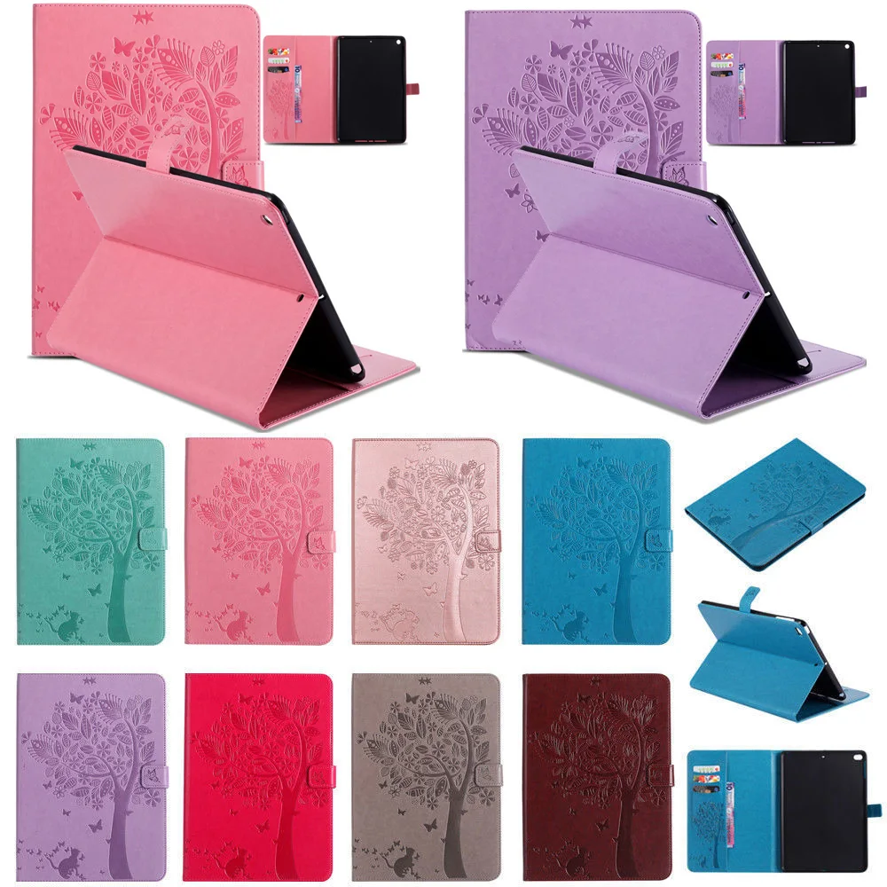

For Coque iPad Air 2 Case Cat Embossed PU Leather Magnetic Closure Stand Case Auto Wake/Sleep Smart Cover for ipad 6