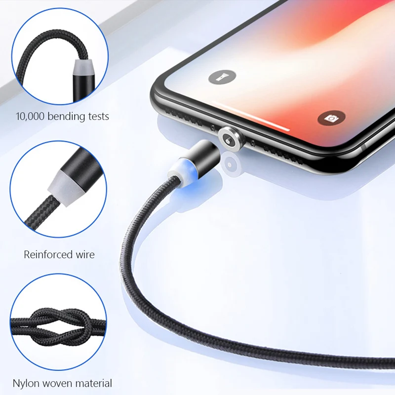 Micro USB Магнитный зарядка кабель для iphone светодиодный usb type C type-C кабели для Samsung Xiaomi Huawei телефоны