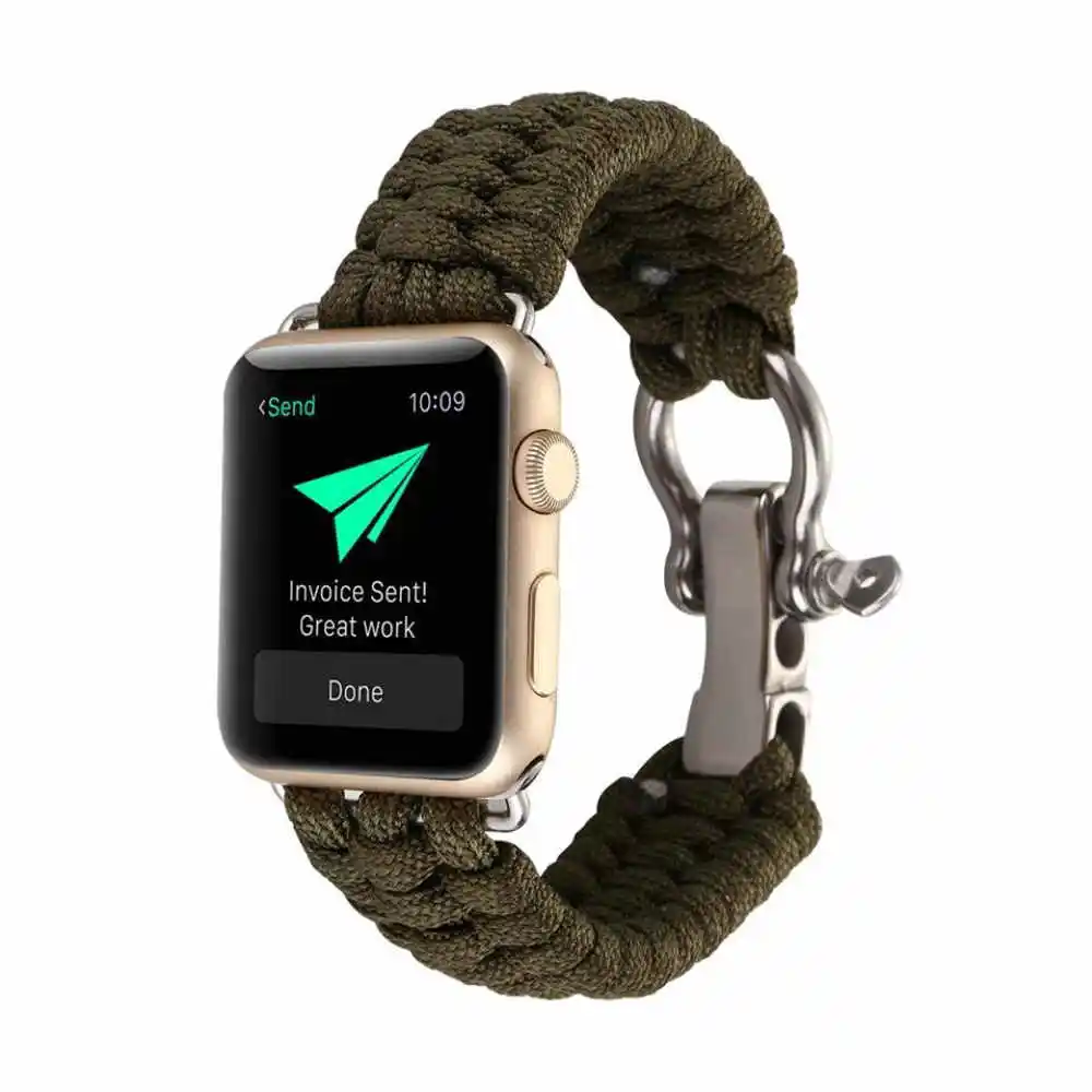 Для iWatch серии 4/2/1 браслет для выживания нейлоновый ремешок на запястье с прочной