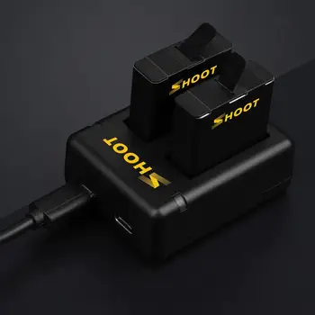 

SHOOT for GoPro Hero 5 6 7 Black Cam Changing Accessory Dual Port Battery Charger with 2pcs 1220mAh Battery r25