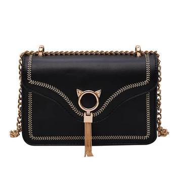 

bags for women 2019 High Quality Rust Line Square shoulder bag bolsa feminina Cathead tassel design crossbody bags for women