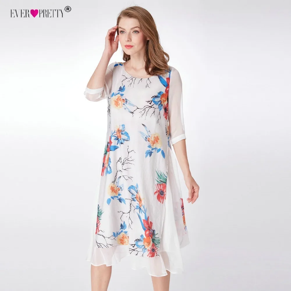 

Ever Pretty Vestido Novia Chinese Style Short Party Gown A-line 04000 White Floral Print Half Sleeve Mother of The Bride Dresses