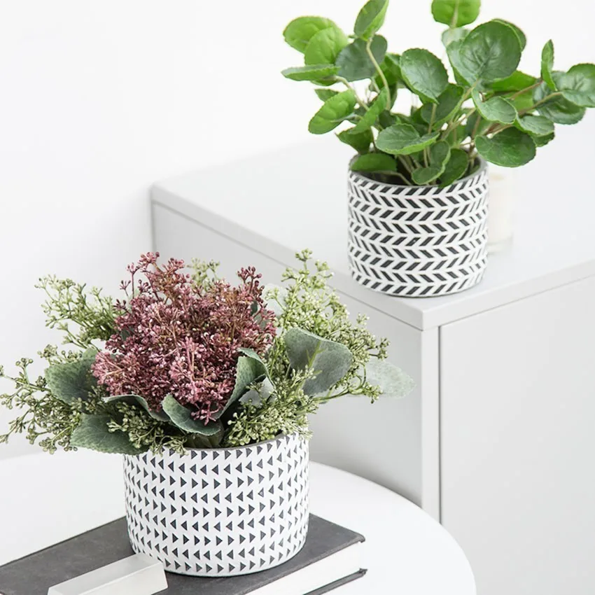 

Creative Small Flower Pot Geometric Pattern Cement Mini Green Plant Potted Flower Plant Home Garden Flower Shop Decoration