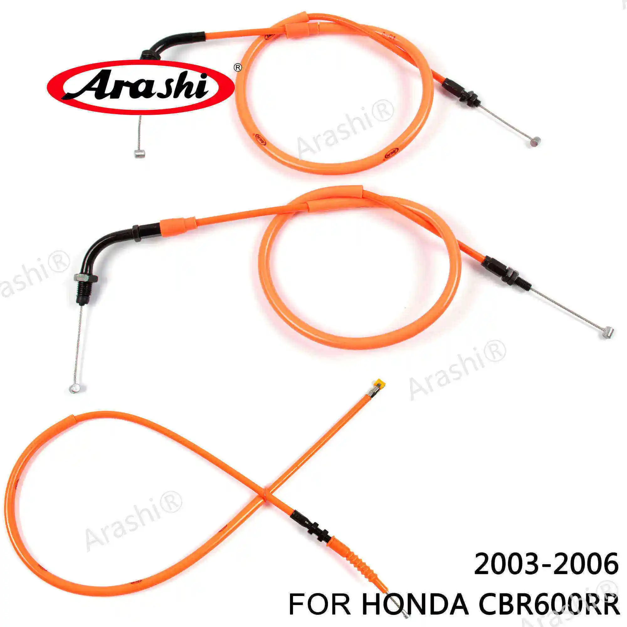 Араши Аксессуары для мотоциклов дроссельной заслонки провод трос сцепления Нержавеющая линия для HONDA CBR600RR 2003 2004 2005 2006 CBR 600 RR 1 комплект - Цвет: 1 Orange set