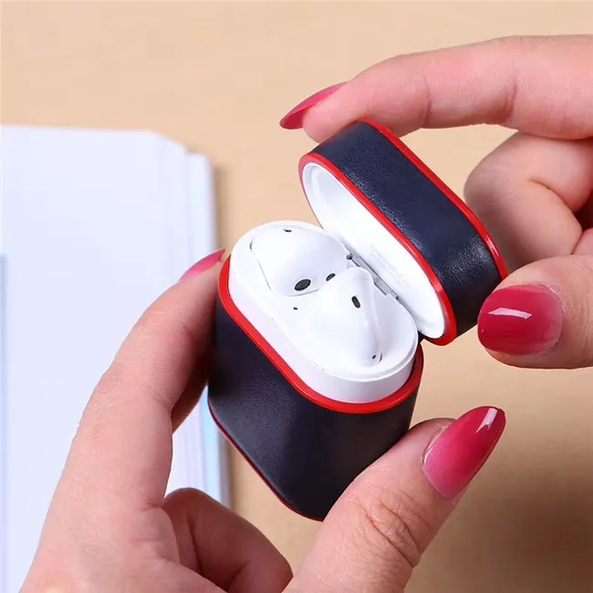 Роскошный кожаный чехол для Airpods PU+ PC чехол s Для Air Pods Bluetooth Earpods наушники кожаный защитный чехол Прямая поставка - Цвет: Blue