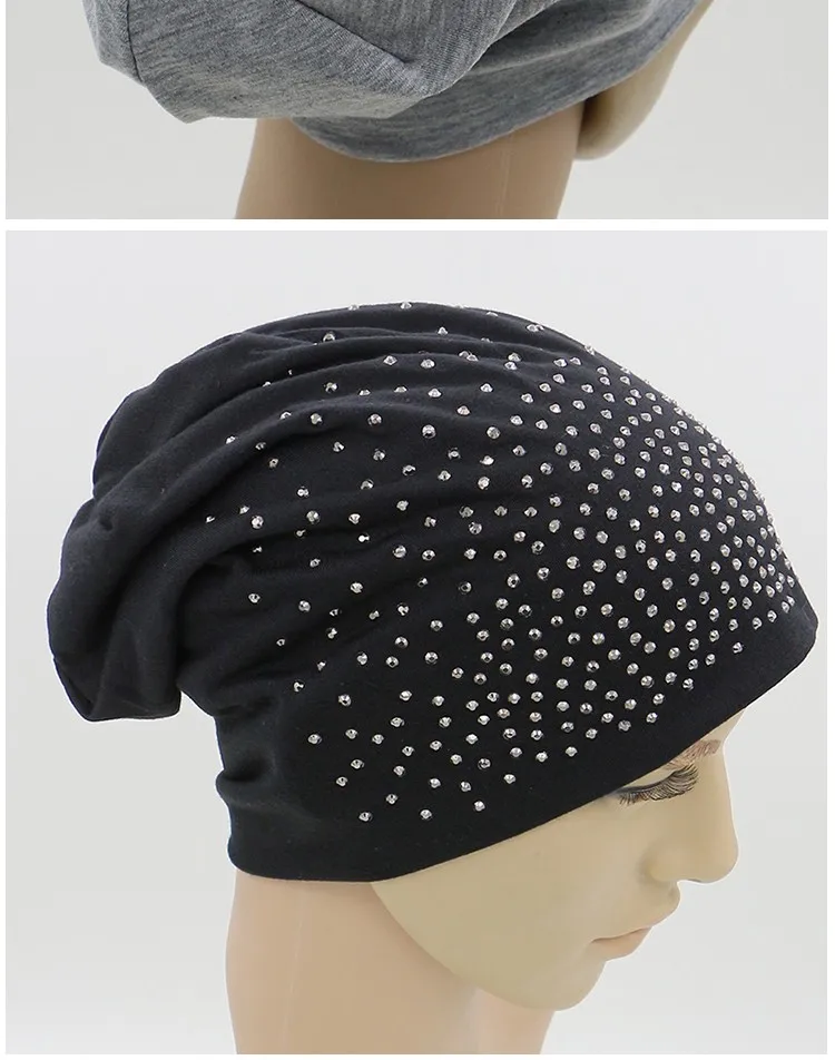 GZHilovingL, зимние женские шапки бини, шапки с бриллиантами, мешковатые сутулящиеся весенние осенние тонкие шапочки из полиэстера, шапки для девушек