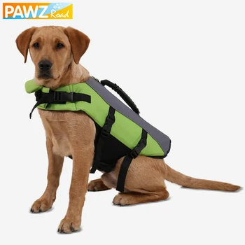 

PAWZRoad Pet Dogs Life Jacket Vest for Safety Adjustable Pet Saver Clothes Reflective Green Safety Swimming Vest Puppy Apparels