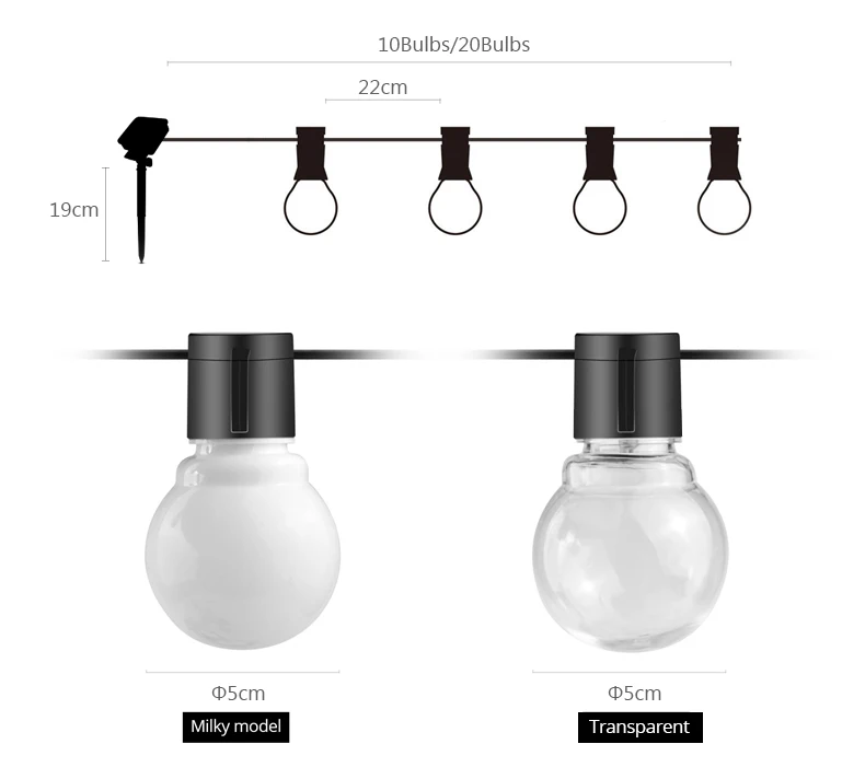 2,5 м 5 м Солнечная перезаряжаемая Праздничная гирлянда садовый Рождественский свет 10/20 светодиодов глобус лампочка шар освещение открытый водонепроницаемый
