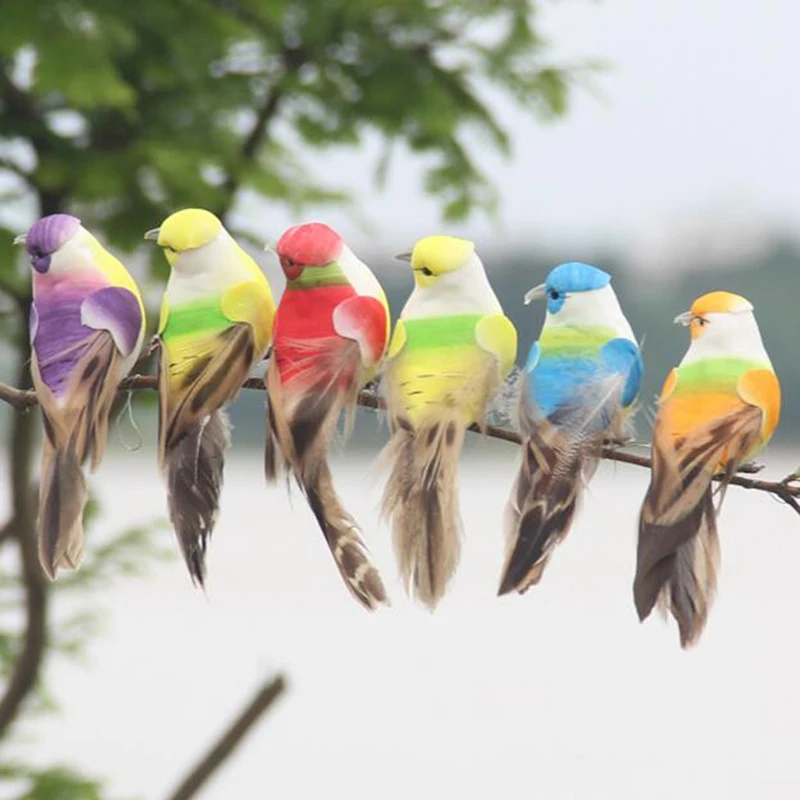 

1Pc artificial feather birds nest decorative mini swallows home garden ornaments