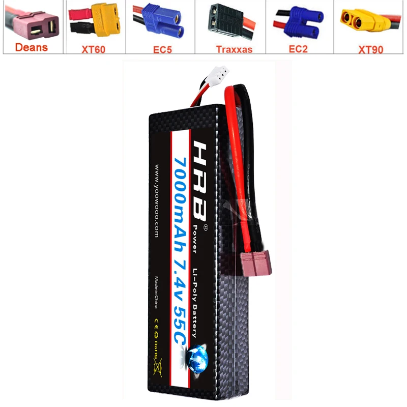 HRB-полимерным аккумулятором RC Lipo 7,4 V 11,1 V 14,8 V 7000 мА/ч, 55C Max 110C 2S2P 3S2P 4S2P Жесткий Чехол для Traxxas RC 1/10 автомобиль грузовик монстр