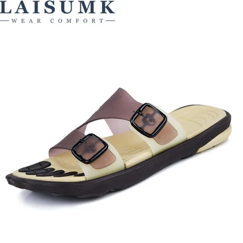 

LAISUMK Men Flips Flops Summer Massage Shoes Fashion Comfortable Slides Shoes Flats Slippers Beach Soft Bottom Hembre Sapatenis