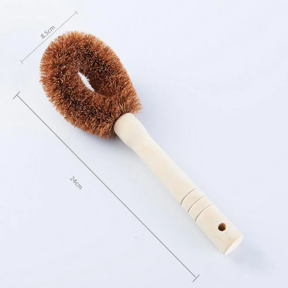 

Cleaning Brushes Natural Coconut Brown Non-stick Oil Long Handle Pot Brush Dishwashing Oil Cleaning Brush Can Hang Type Brush