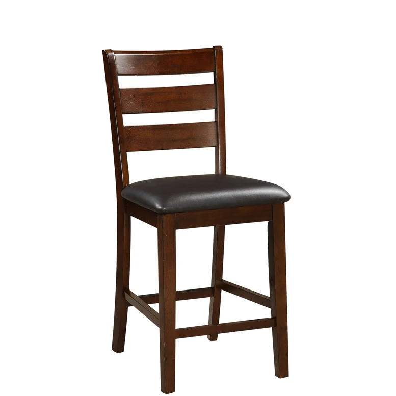 Wooden Counter Height Armless Chair, Walnut brown, Set of 2