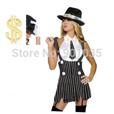 Free Shipping S-2xl 254 Roaring 20s Pin Stripe Sexy 1920s Gangster Girl  Chicago Mob Charleston Costume - Cosplay Costumes - AliExpress