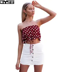 JYSS Лето листьев лотоса шить для женщин и девочек летние топы drawstring dot pattern пляжная одежда от Женская майка Топ женский 81233