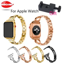 Популярный женский ремешок для часов Apple Watch Band 38 мм 42 мм 40 мм 44 мм Алмазный ремешок из нержавеющей стали для iwatch серии 4 3 2 1 браслет