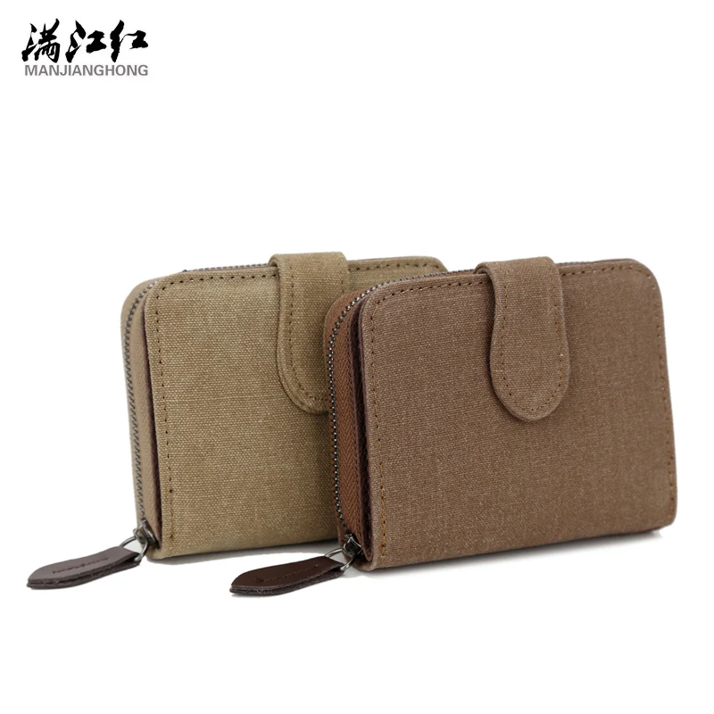 

Hot Selling Fashion Men Wallets New Canvas Quality Khaki Coffee Short Style Womens Purse Card Holder Free Shipping 1334