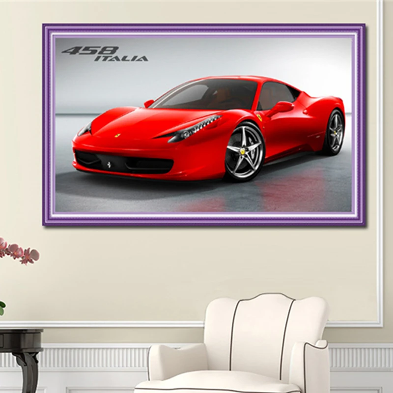 

5d DIY Diamond Painting Cartoon Car Fashion Red Ferrari Diamond Embroidery Kit Full Round Diamond Mosaic Sales Home Decor Gift