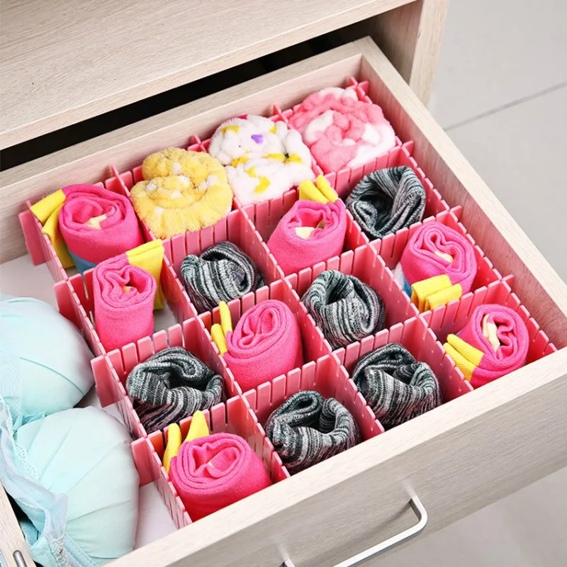 

4pcs/lot DIY Divider Drawer Organizer Underwear Bra Divider Storage Organizer Adjustable Drawer Storage Box Bins For Socks Bra