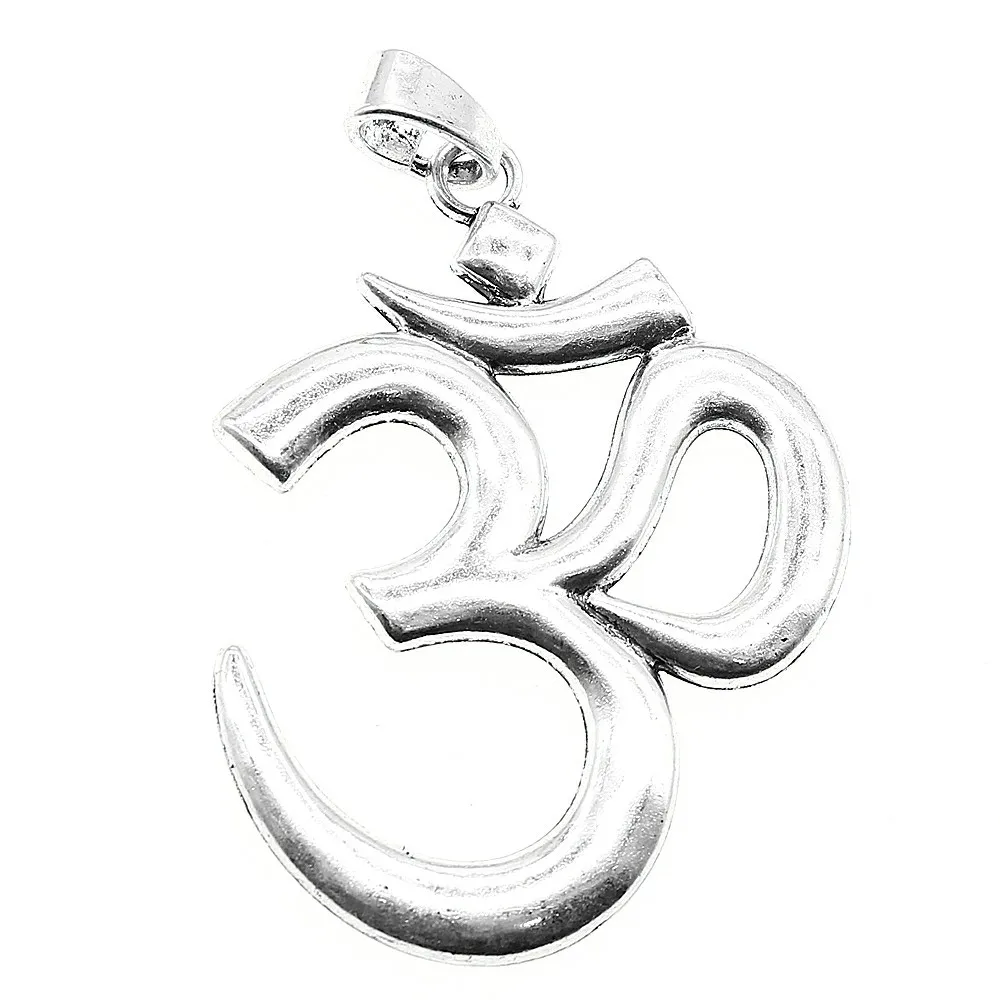 

1pcs Big Om Pendant Antique Silver Color Big Om Yoga Charm Pendant Large Om Charms Pendant 56x75mm