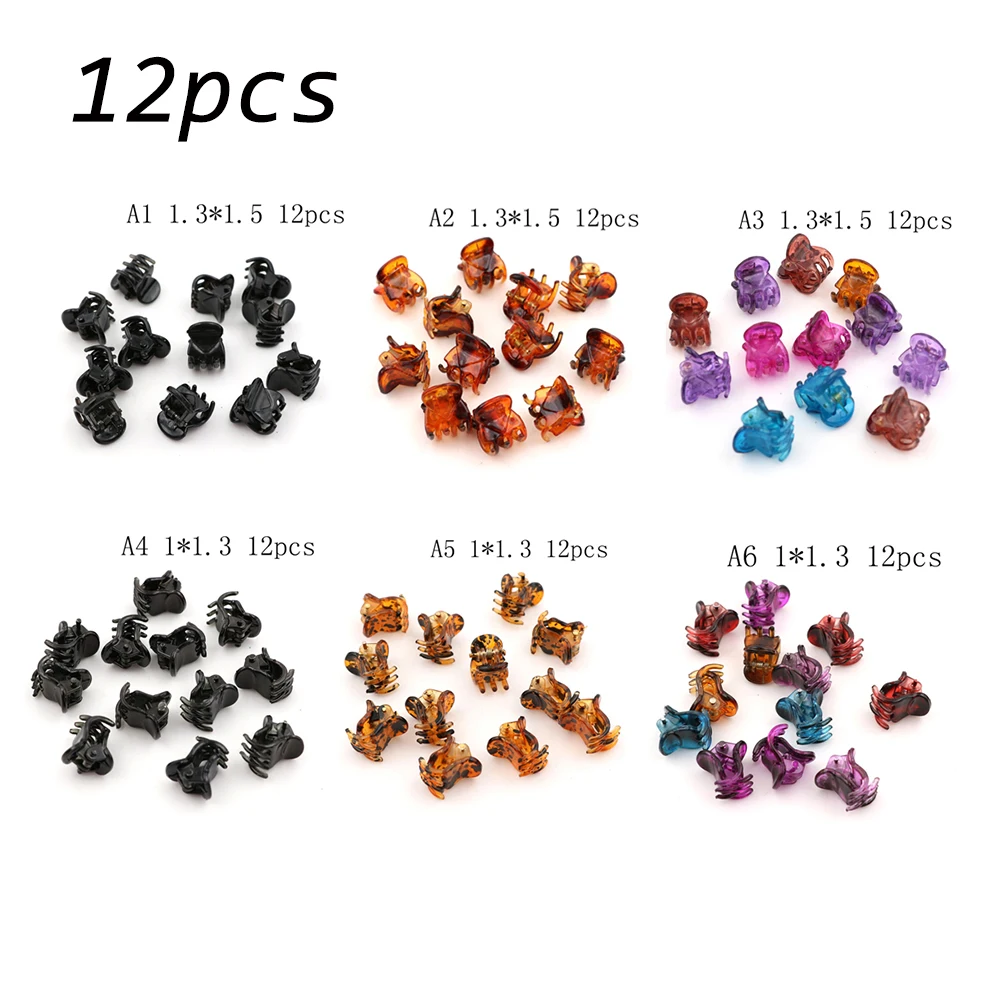 12pcs Small Plastic Hair Clips Claws Mini Clamps Fashion Girls Crab Hair Claw Gifts Hot