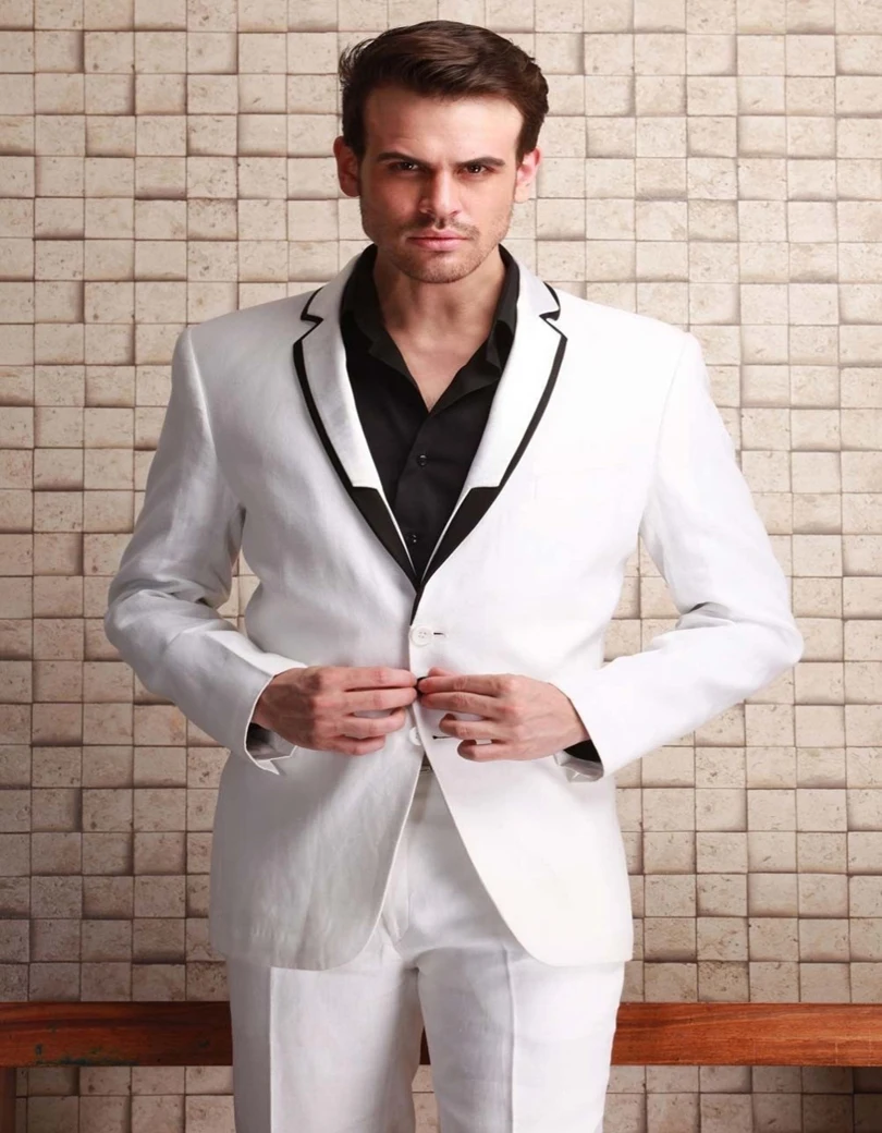 Hot Sale Actual Pictures Ball Gown Fashion White Groom Tuxedo Slim Man Notched Lapel Suit Best Formal Suit (jacket+ Pants) Hot Sale Actual Pictures Ball Gown Fashion White Groom Tuxedo Slim Man Notched Lapel Suit Best Formal Suit (jacket+ Pants)