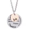 Good Price New style Choker Pendant Necklaces Be Happy Necklace Coin Engraved Brave Thankful Words Necklace Jewelry Gifts 32733644141