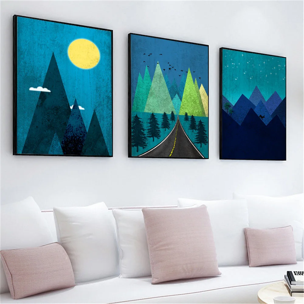 

Stretched Frame Wall Artwork Canvas Print Landscape Painting Modern Abstract Scenery Decorative Picture for Bedroom Office Decor