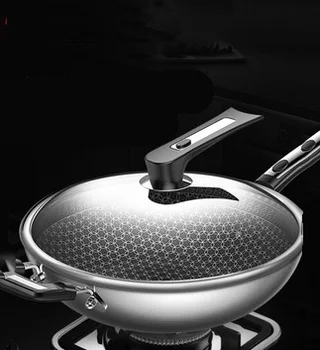 

[TB01]Wok non-stick pan 304 stainless steel less smoke multi-function household wok induction cooker gas for wok