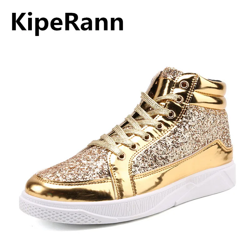 

fashion Hip Hop shoes Men 2019 spring fashion sneakers gold high tops Male black Vulcanized shoes lace-up daily flats hombres