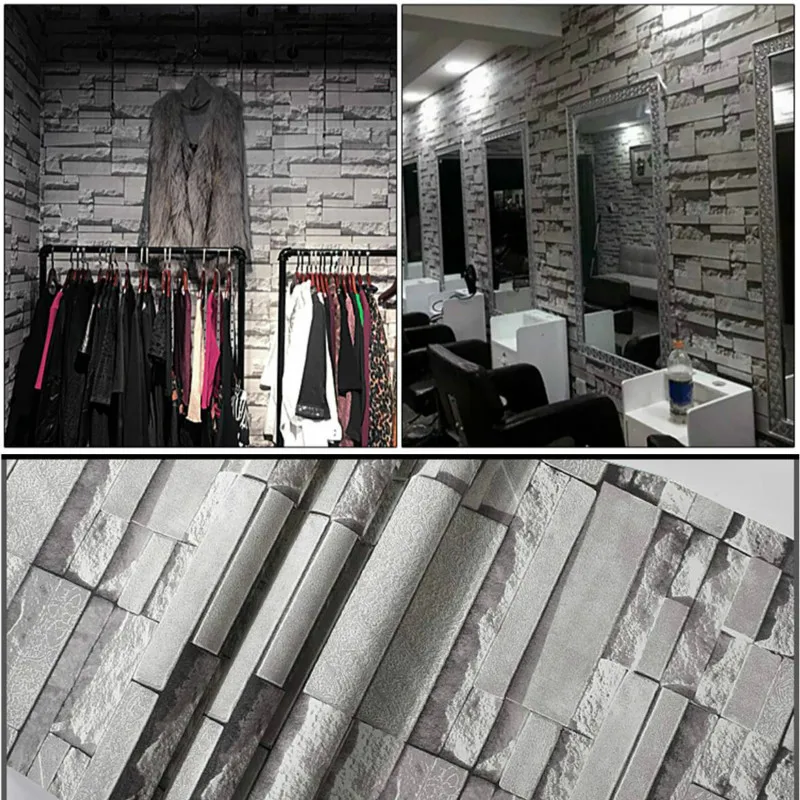 3d сланец камень кирпич эффект обои рулон серый/желтый для гостиной Магазин Бар