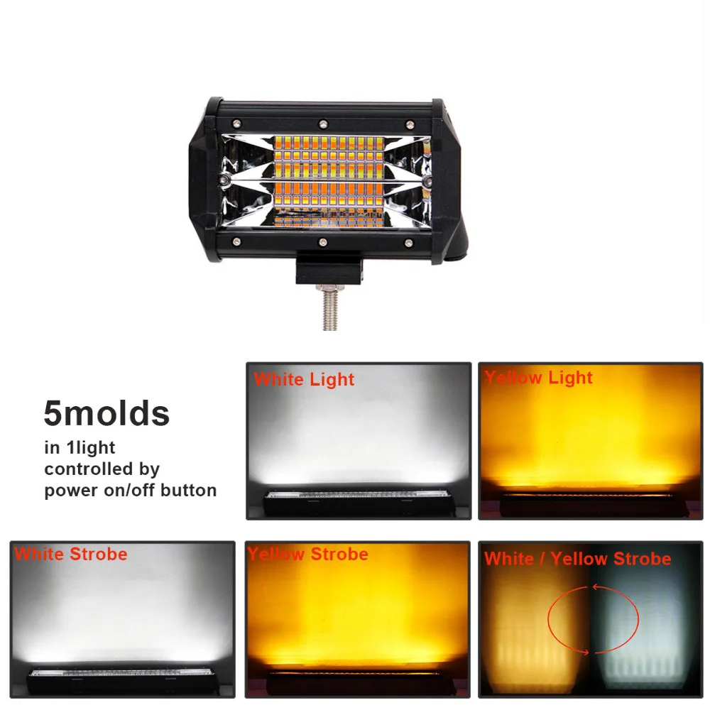 Auxtings 5 дюймов 72 Вт 7D светодиодный светильник 5 ''стробоскопическая вспышка 5 моделей белый янтарь внедорожный автомобильный светильник 12 в 24 В для Jeep 4WD противотуманный светильник