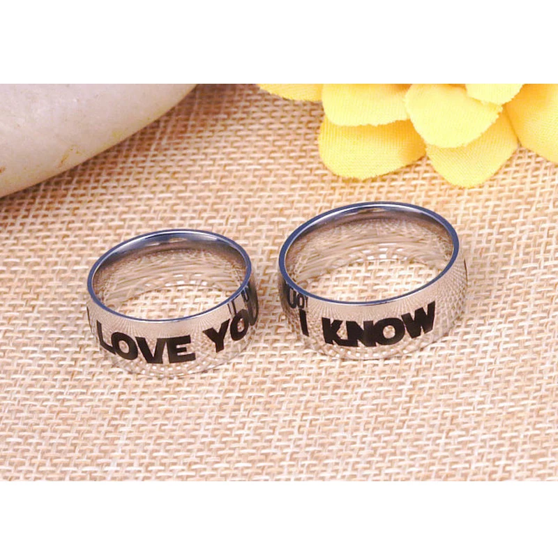 

Silver 8MM I Love You I Know Couples Rings Star Wars Lovers Ring for Man or Woman Titanium Steel Jewelry Gift
