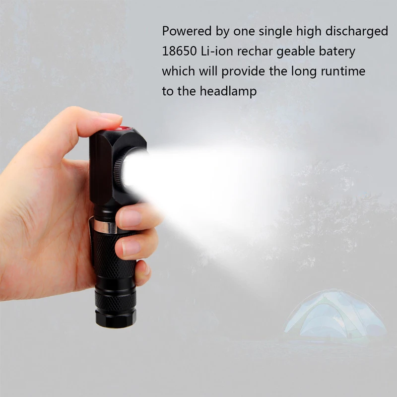 Direito ao ar Lâmpada do Farol com Usb 18650 Acampamento Farol 1000 Lumens Ângulo Livre da Charge Direto Multifuncional Farol Focando 7 ângulo direito ao ar livre farol com