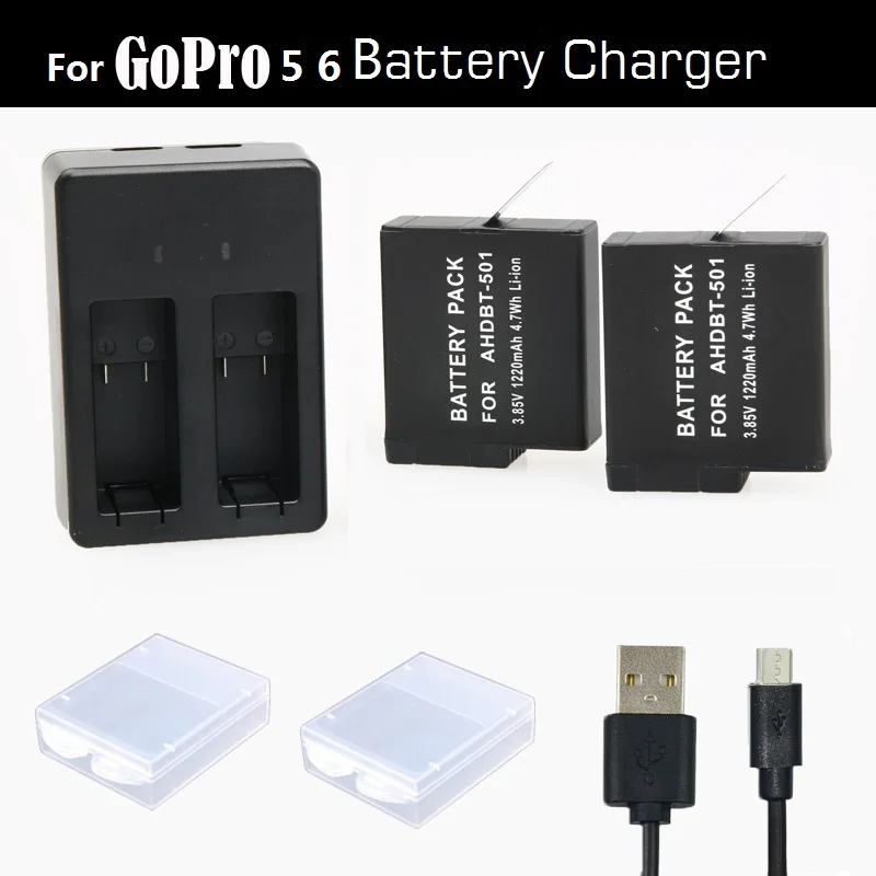 

NEW Cownfish For Gopro HERO 6 5 battery Gopro 7 batteries USB Dual charger and case for GOPRO HERO 5 6 7Black camera Accessories
