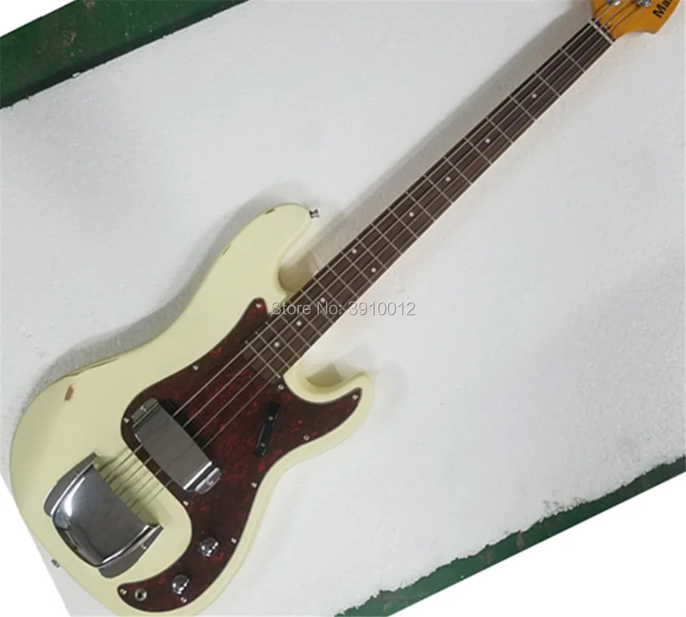 factory custom white used vintage relic faded P bass 4 string Jazz electric bass 