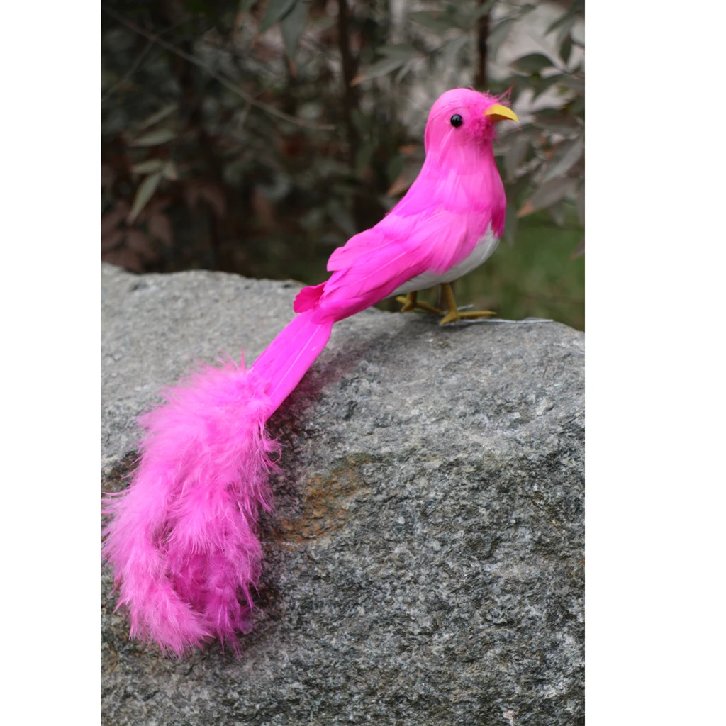 MagiDeal Handmade Colorful Artificial Feathered Bird Decorative Ornaments Table Top Shelf Display Home Decoration Craft