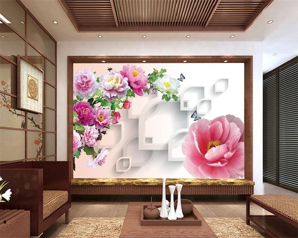Beibehang Custom Wallpaper Home Decorative Mural 3d Peony Flower Tv Backdrop Living Room Bedroom Background Mural 3d Wallpaper Custom Wallpaper 3d Wallpapermural 3d Wallpaper Aliexpress
