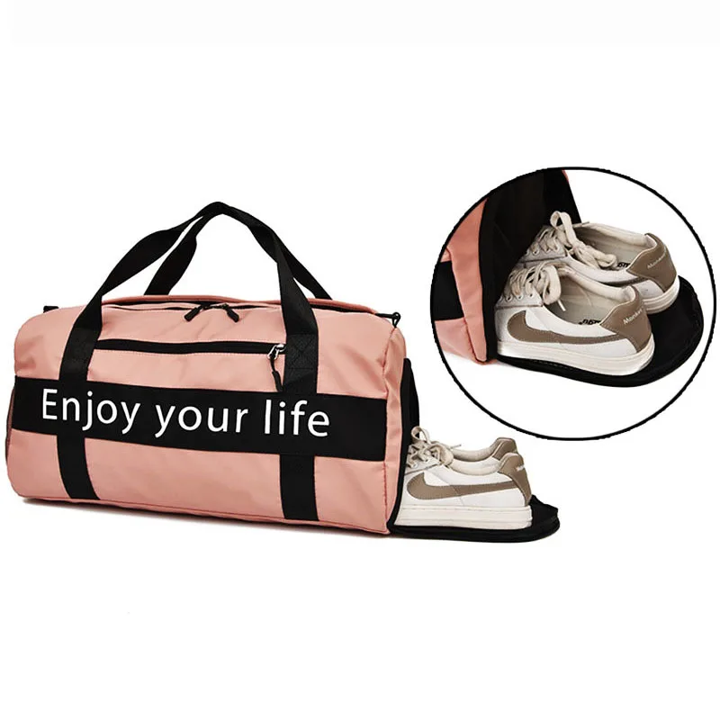 Women Pink Sports Bag Men Black Nylon Waterproof Gym Bag Independent Shoe Position Luggage Storage Handbag Outdoor Travel Bags Women Pink Sports Bag Men Black Nylon Waterproof Gym Bag Independent Shoe Position Luggage Storage Handbag Outdoor Travel Bags