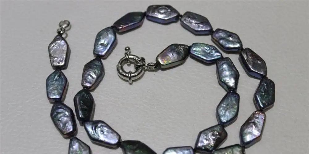 

freshwater pearl necklace Arrow black 9x14mm16.5INCH metal clasp a(5.18)