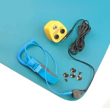 Синий Антистатический ESD коврик тусклый 2 слоя синий цвет 1 шт. Великобритания заземление склеивания разъем Антистатический браслет заземления шнур