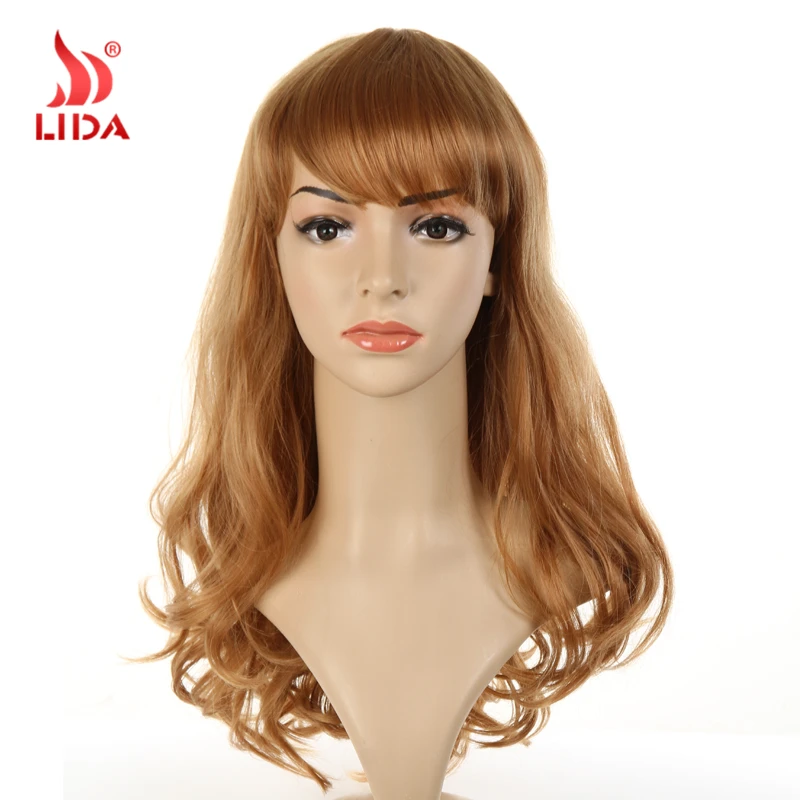 

Hot Sale Synthetic Wig Mix Color #27/30 Natural Wave Long Synthetic Wig Free-Sided Bang Wig Kanekalon Fiber Synthetic Wigs Women