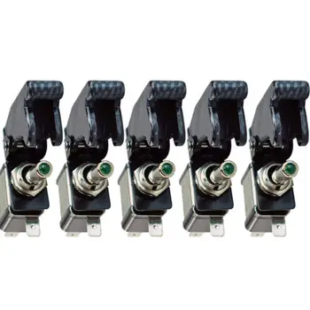 

5Pack 12V Carbon Fiber Green LED Rocker Toggle Switch SPST Control ON/OFF Car