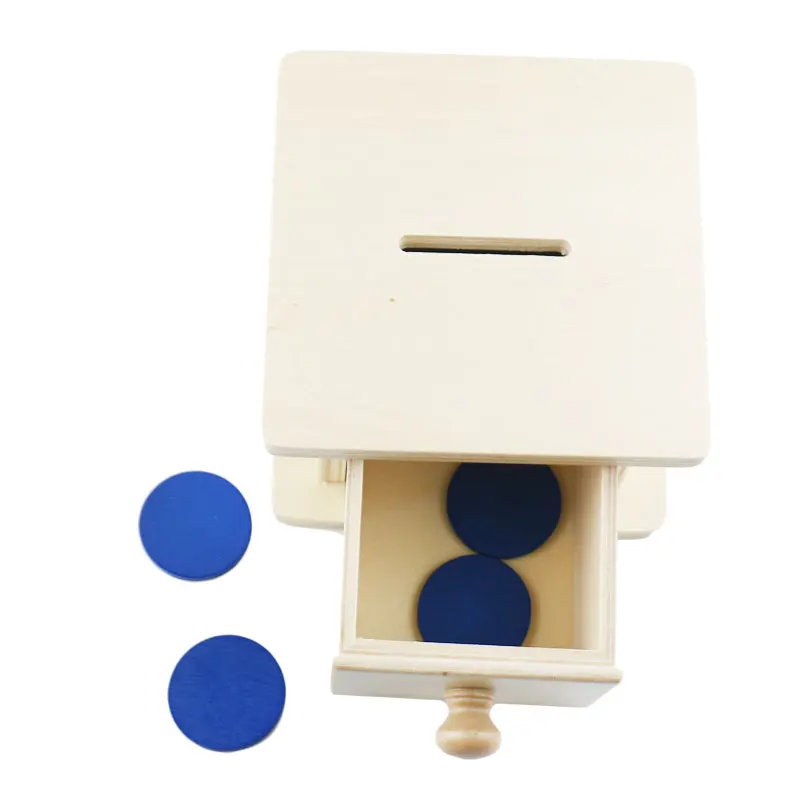 Wooden Montessori Toys Baby Infant Toys Box Coin Box Piggy Bank Preschool Education Learning Toys Children's Birthday Gift E2364